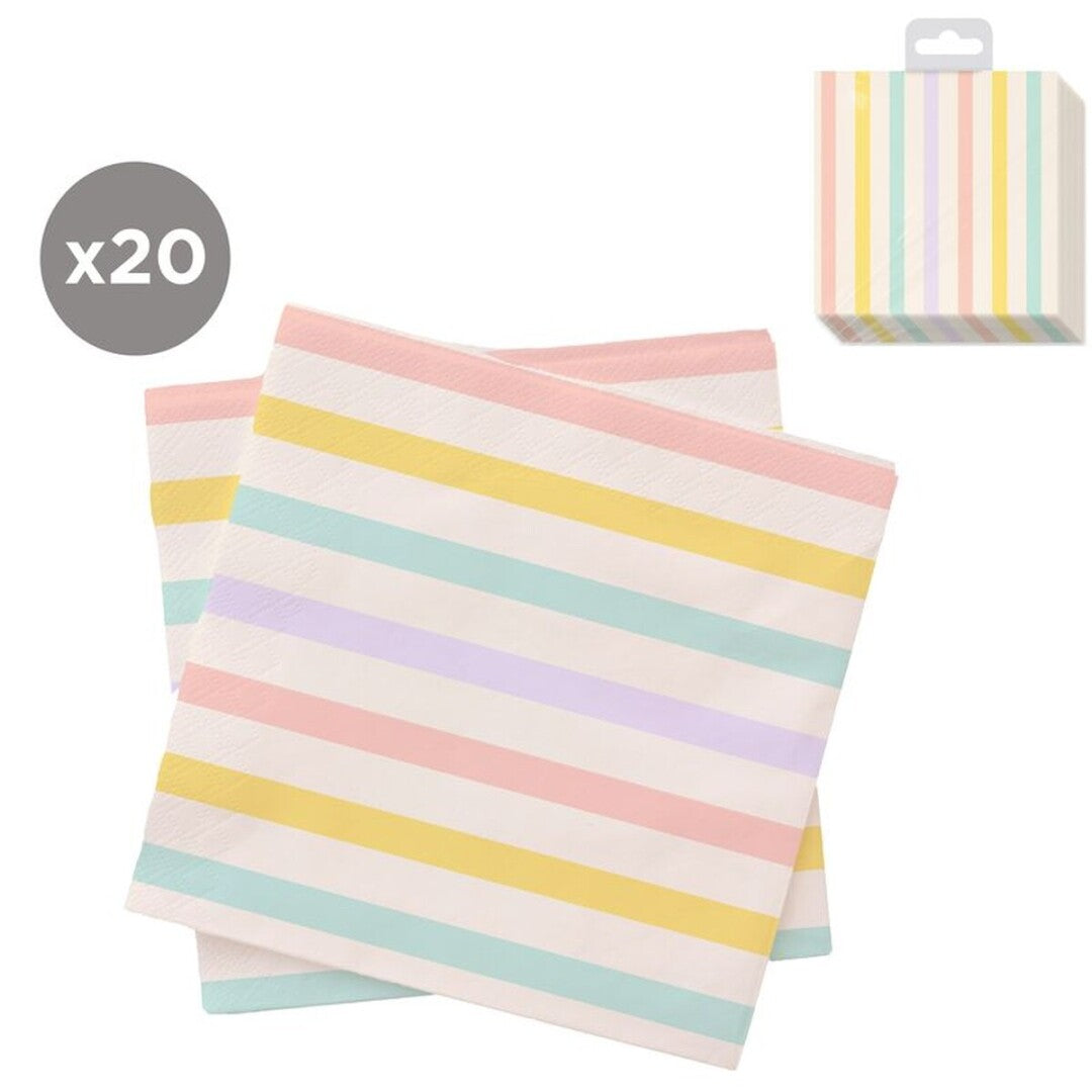 Juego de 20 Servilletas 33x33 Rayas