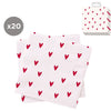 Juego de 20 Servilletas 33x33 Corazones