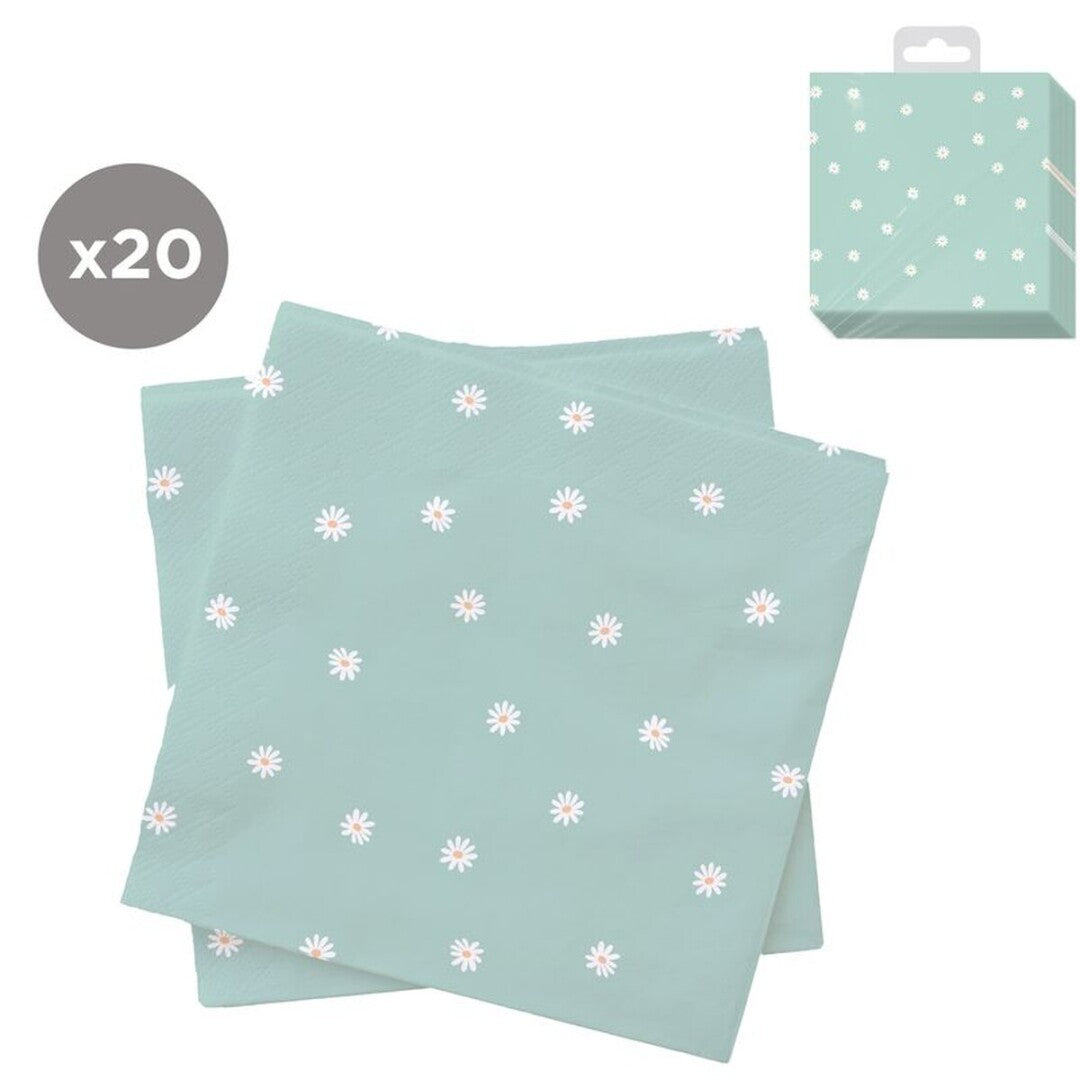 Juego de 20 Servilletas 33x33 Margaritas