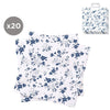Juego de 20 Servilletas 33x33 Flores Azul