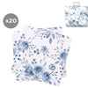 Juego de 20 Servilletas 33x33 Flores Azul