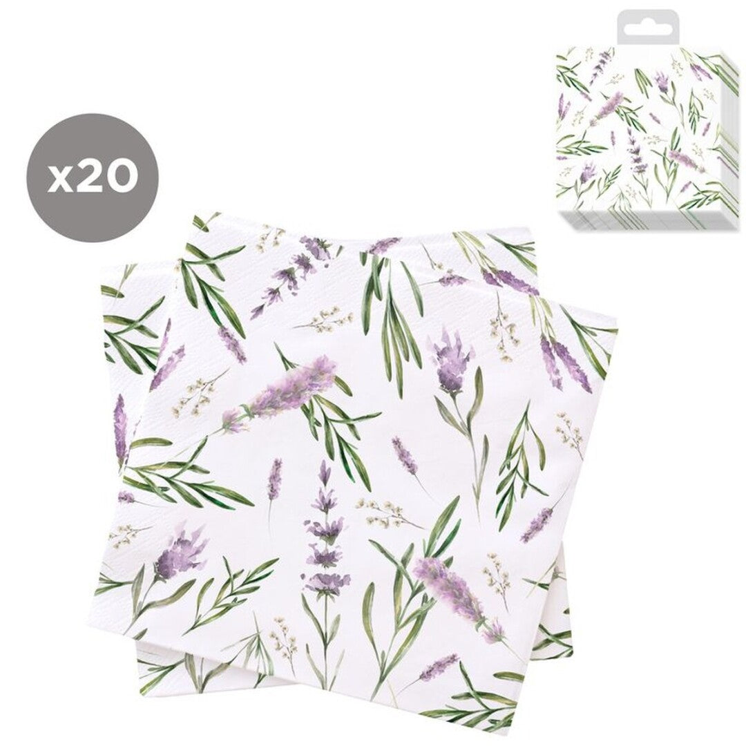 Juego de 20 Servilletas 33x33 Lavanda