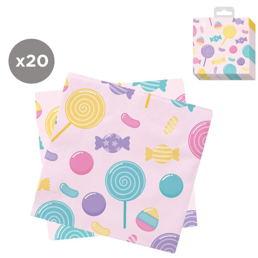 Juego de 20 Servilletas 33x33 Piruletas