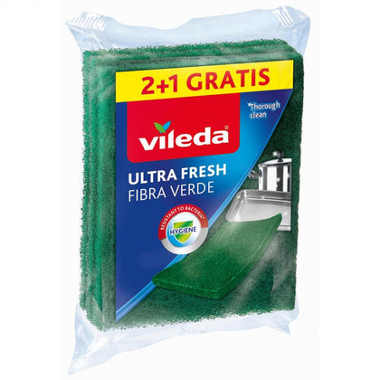 Estropajo Fibra Verde VILEDA Mediana 2+1 uds