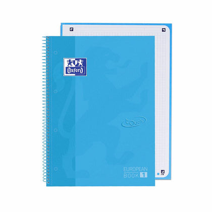 Cuaderno Espiral Microperforado Touch Pastel A4 Tapa Extra Dura 80 hojas Cuadrícula 5mm Oxford Touch Azul Pastel