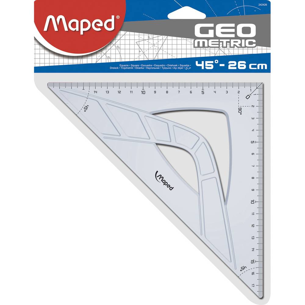Escuadra 26 cm Ergonómica Geometric Maped Transparente