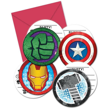 Pack 6 Invitaciones Mighty Avengers