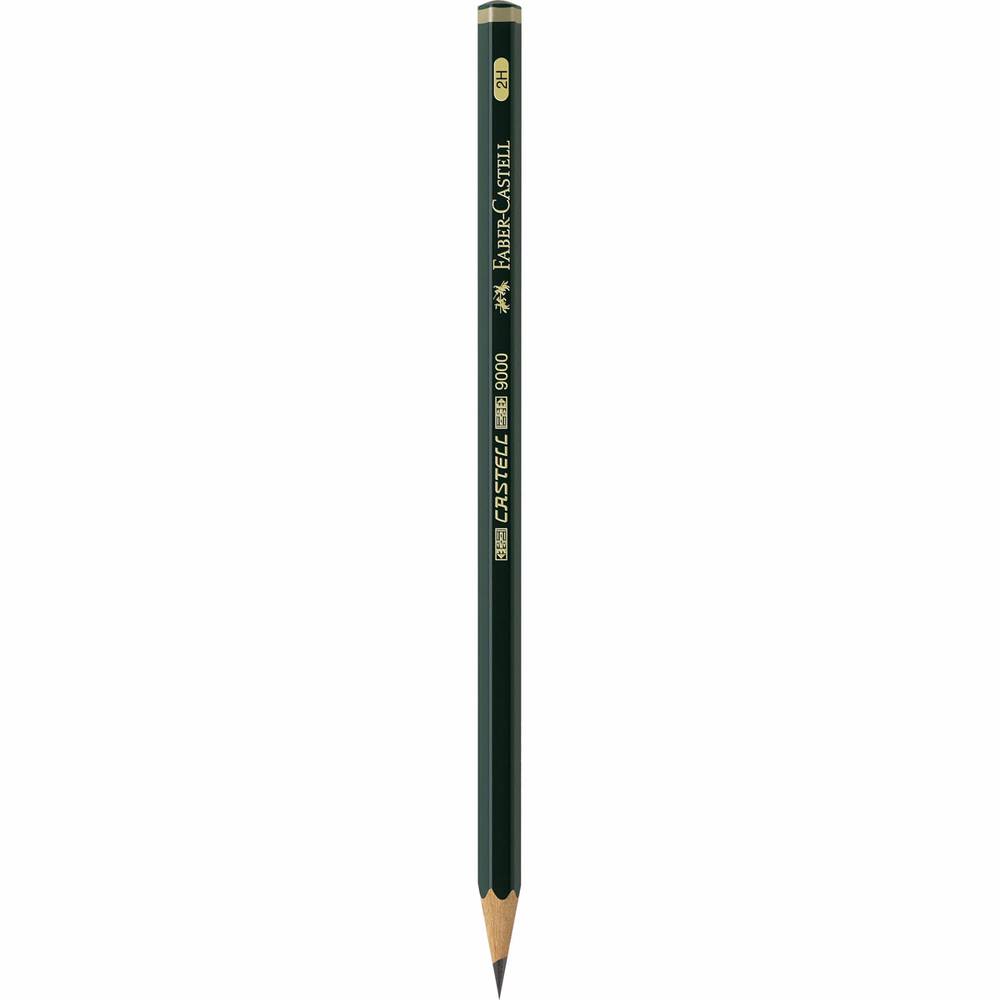 Lápiz CASTELL 9000 Graduación 2H para Escribir y Abocetar Faber Castell Negro