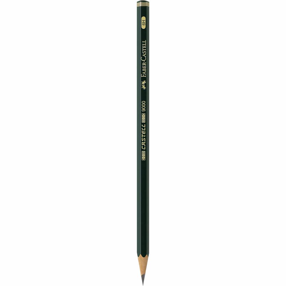 Lápiz CASTELL 9000 Graduación 6H para Escribir y Abocetar Faber Castell Negro