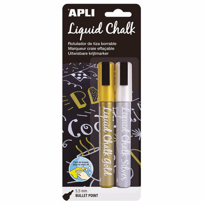 Liquid Chalk de Punta Redonda Apli Color Oro/Plata