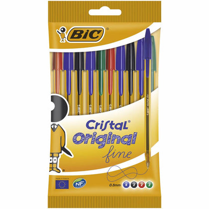 Pack de 10 Bolígrafos Cristal Fine Bic
