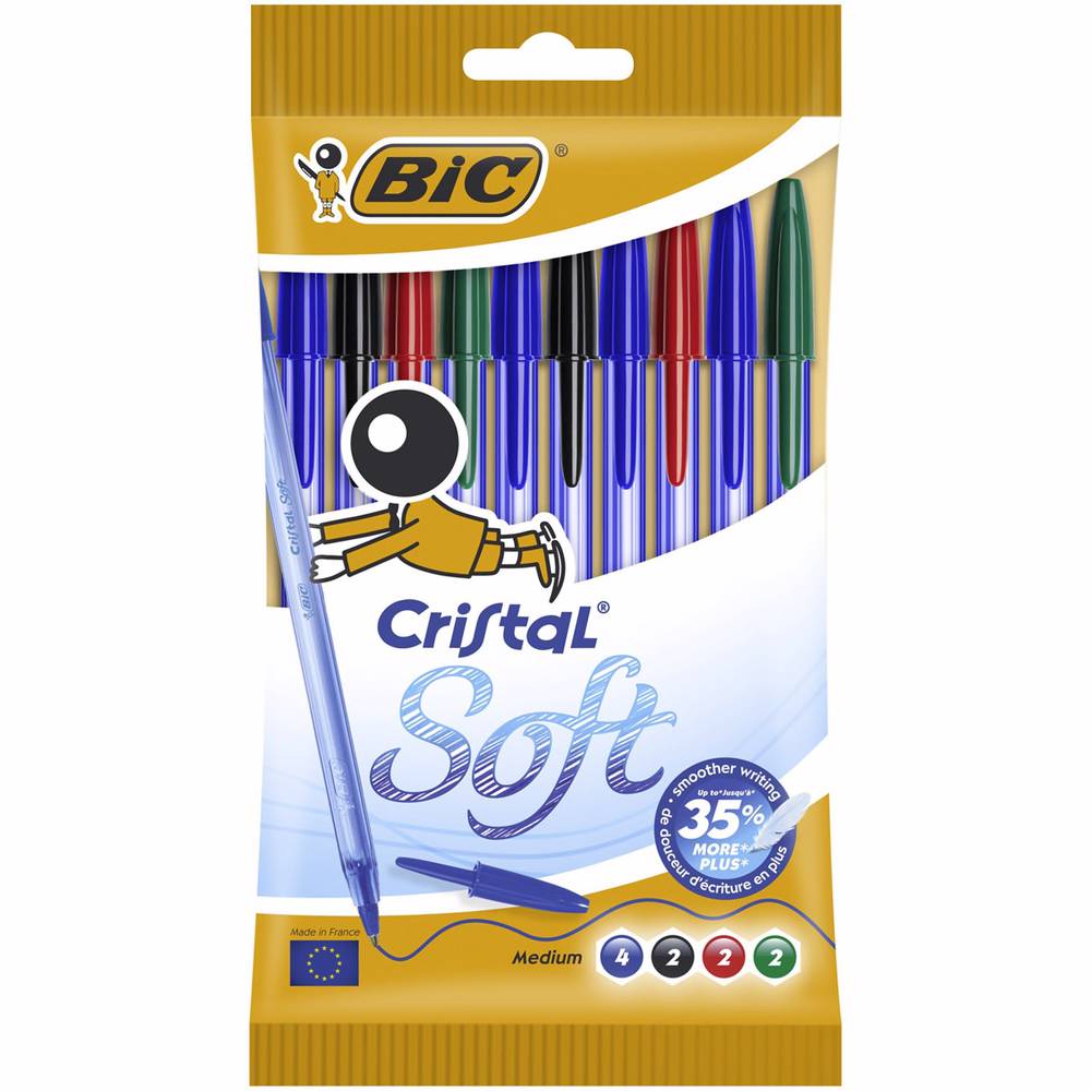 Pack de 10 Bolígrafos Cristal Soft Bic