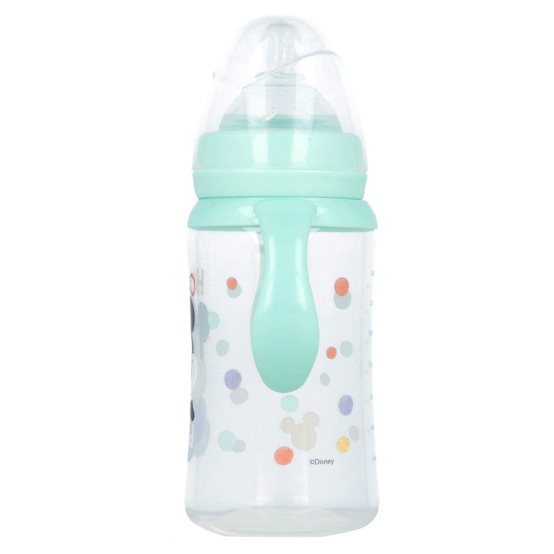 Biberón Cuello Ancho 360ml Tetina Silicona 3 Posiciones con Asas Cool Like Mickey
