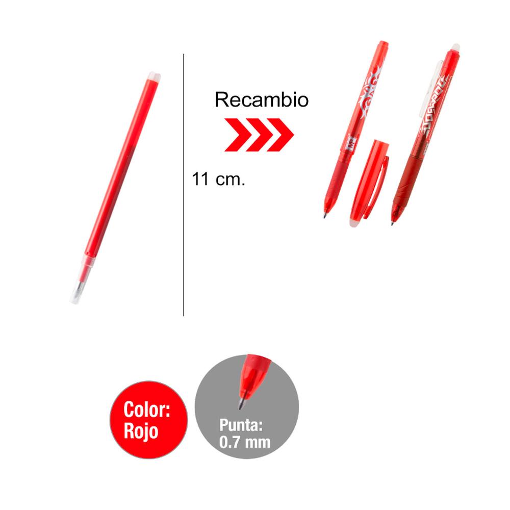 Recambio Bolígrafo Borrable Rojo 3 uds