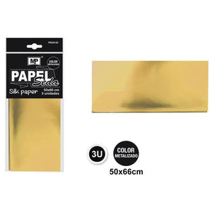Papel Seda Metalizado 50x66 cm 3 Unidades