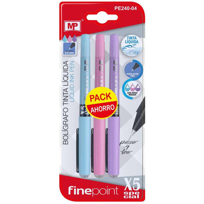 Pack 3 Bolígrafos de Tinta Líquida Varios Colores Punta 0,5 mm