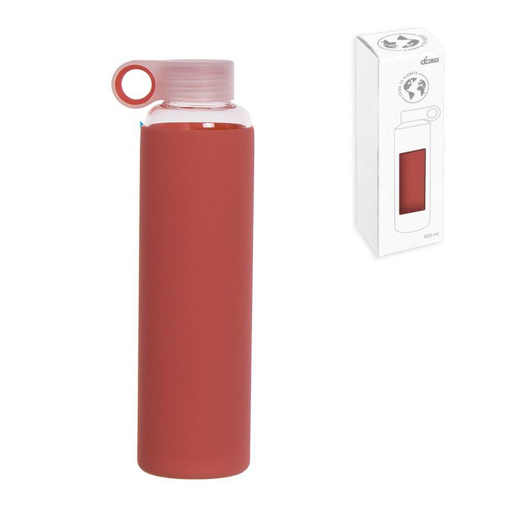 Botella Borosilicato/Silicona 600ml Salmon