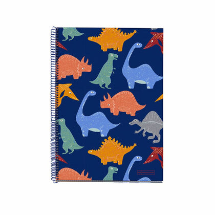 Cuaderno Escolar 80 Hojas 90gr Cuadrícula 4x4 mm Dinos Miquelrius Azul