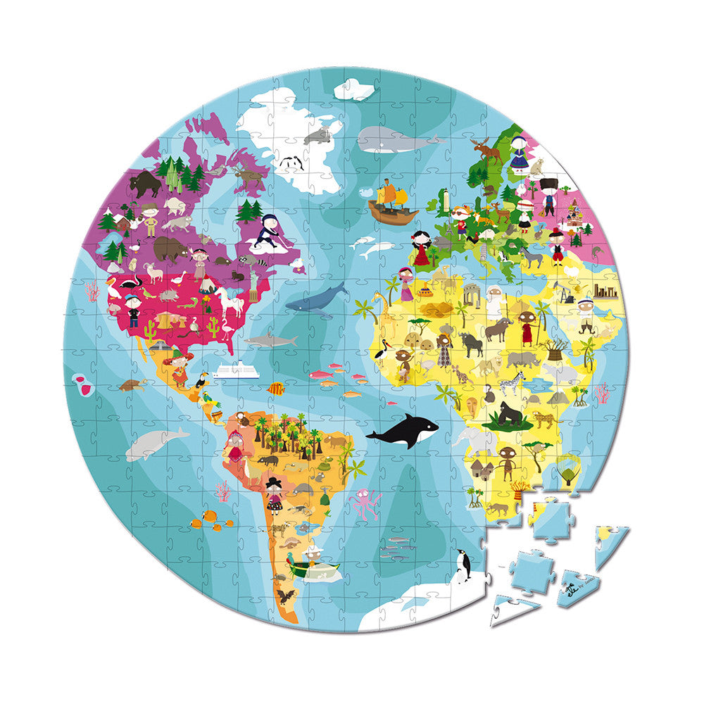Maletín Redondo : Puzle Ilustrado a Dos Caras Planeta Azul 208 Piezas