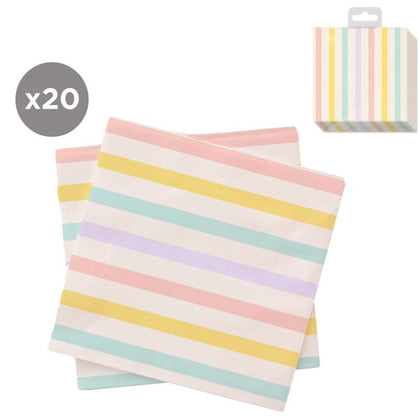 Juego de 20 Servilletas 33x33 Rayas