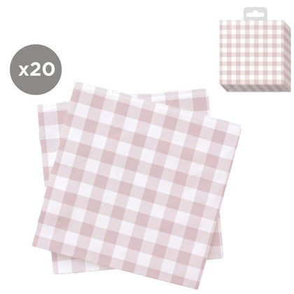 Juego de 20 Servilletas 33x33 Vichy Rosa