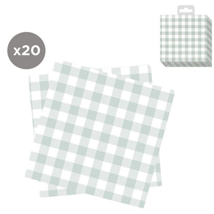 Juego de 20 Servilletas 33x33 Vichy Verde Agua