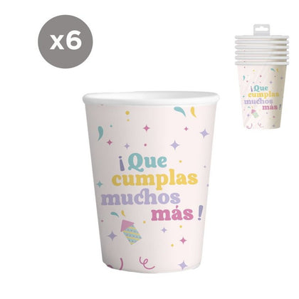 Juego de 6 Vasos 266ml Cumpleaños