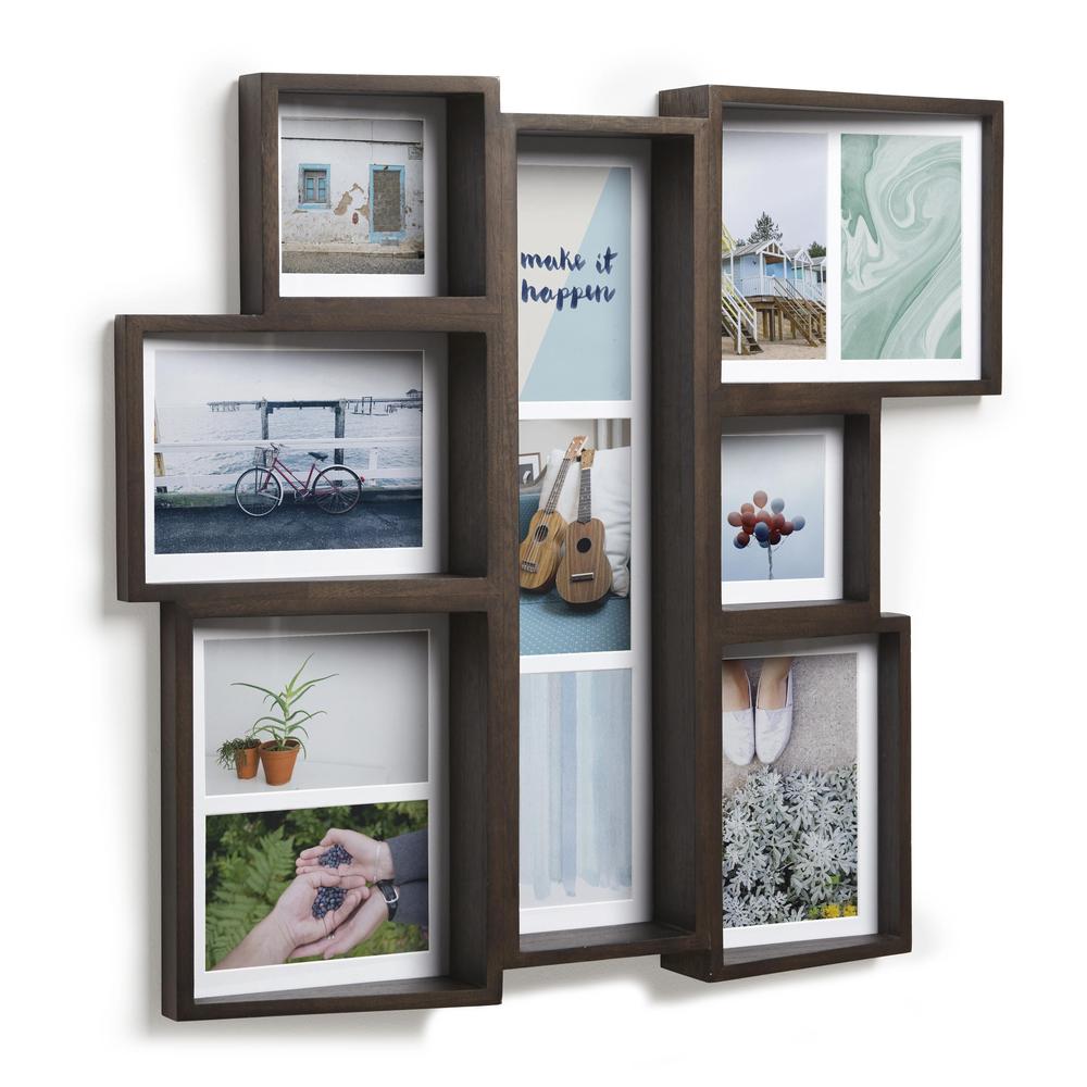 Edge Multi-Photo Wall Display – Great Collage Photo Frame for Family Photos, Holiday Pictures and Prints - Aged Walnut – Chensi, marco multifotos pared - Vimarsana News