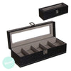 Caja 5 Relojes Polipiel Negro