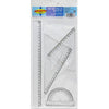 Regla 30 cm + Escuadra 14 cm + Cartabon 19 cm + Transportador de Ángulos