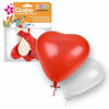 Bolsa 6 Globo Corazón Rojo y Blanco 25 cm