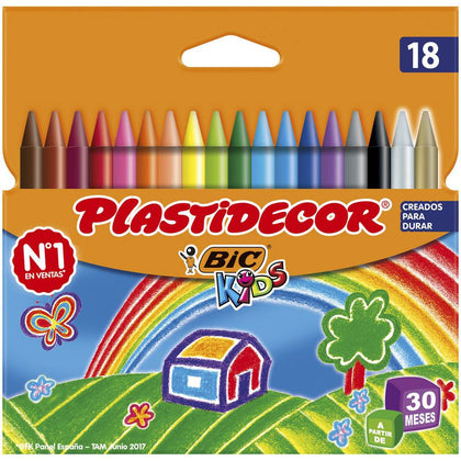 Pack con 18 Ceras de Colores Plastidecor Bic