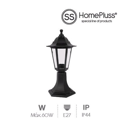 Farol jardin Gardeno sobremuro E27 IP44 Negro