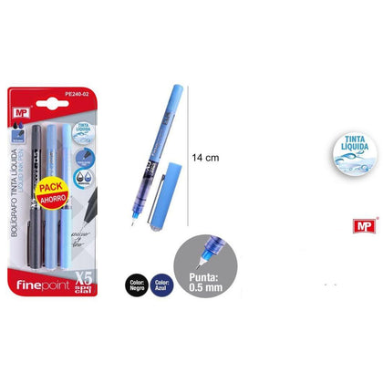 Bolígrafos de tinta de gel, punta 0.5 mm 4 uds MP azul