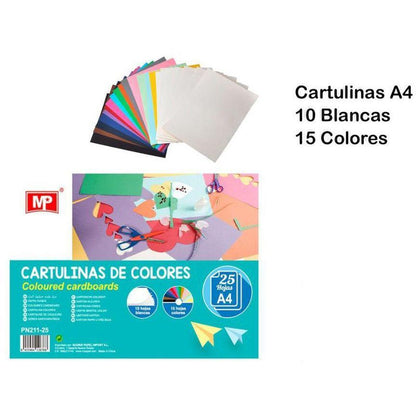 Bloc 25 Cartulinas de Colores A4