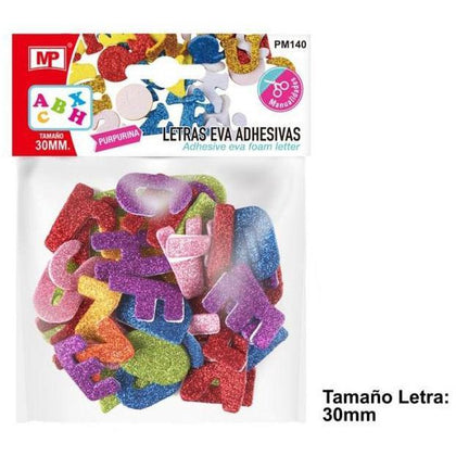 Letras de Goma Eva con Purpurina 30 mm