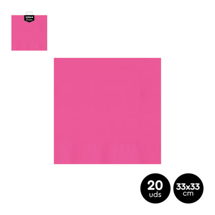 Servilletas Doble Capa Rosa Flúor 33x33cm 20 Uds