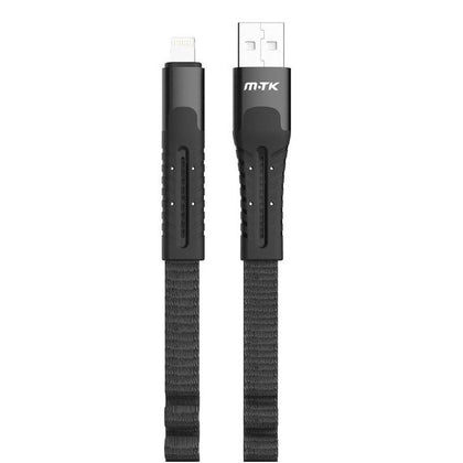 Cable de Datos Elástico para Iphone 2,4A 1,2M Negro