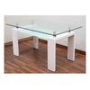 Mesa Comedor Doble Cristal Patas Laca Blanca